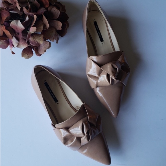 Zara Shoes - Zara Basic collection pointy flat bow loafer shoes